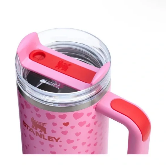 Stanley 40 oz Stainless Steel H20 Flowstate Quencher Tumbler Pink Sweet Hearts